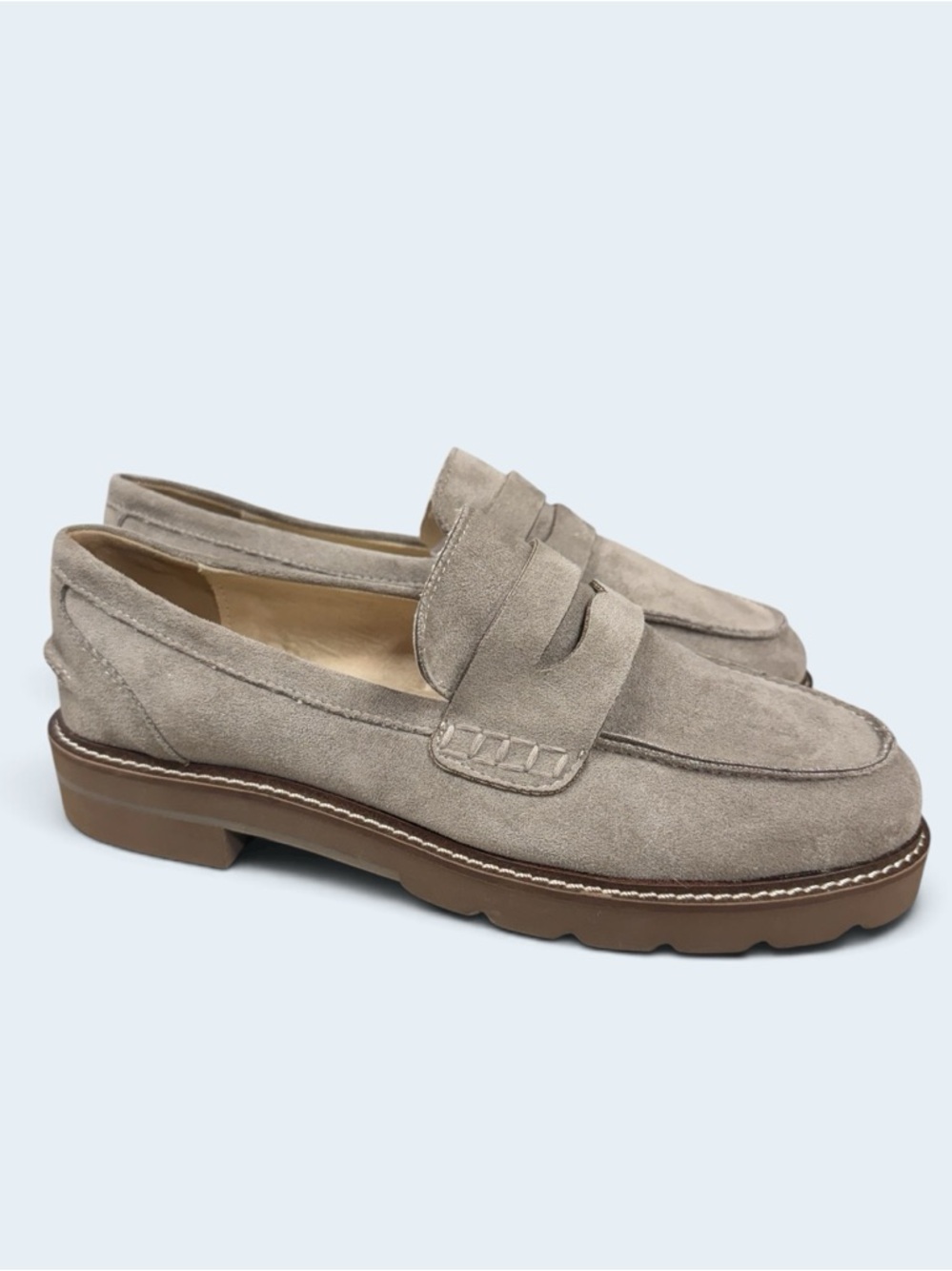 Anne Klein Emmylou Waterproof Suede Penny Loafers - Taupe size 7.5 - Picture 8 of 12